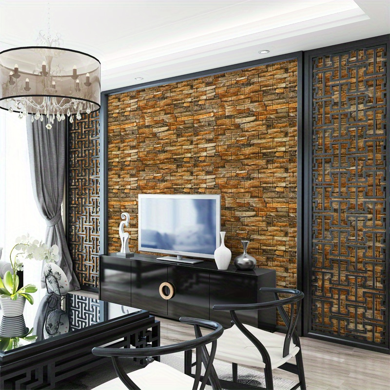 100pcs 3D Textured Wall Tile Stickers - Easy Peel & Stick, Waterproof, Self-Adhesive for DIY Home Decor in Living Room, Bedroom, Kitchen & More, Paper, Gym