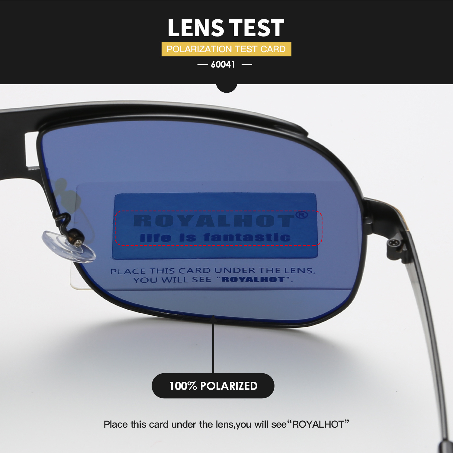 RoyalHot Polarized Square Fashion Glasses - Oversized Alloy Frame, Black Pilot Style, UV Protection, PC Lenses, Metal & Acetate Material, Includes Protective Case & Cloth