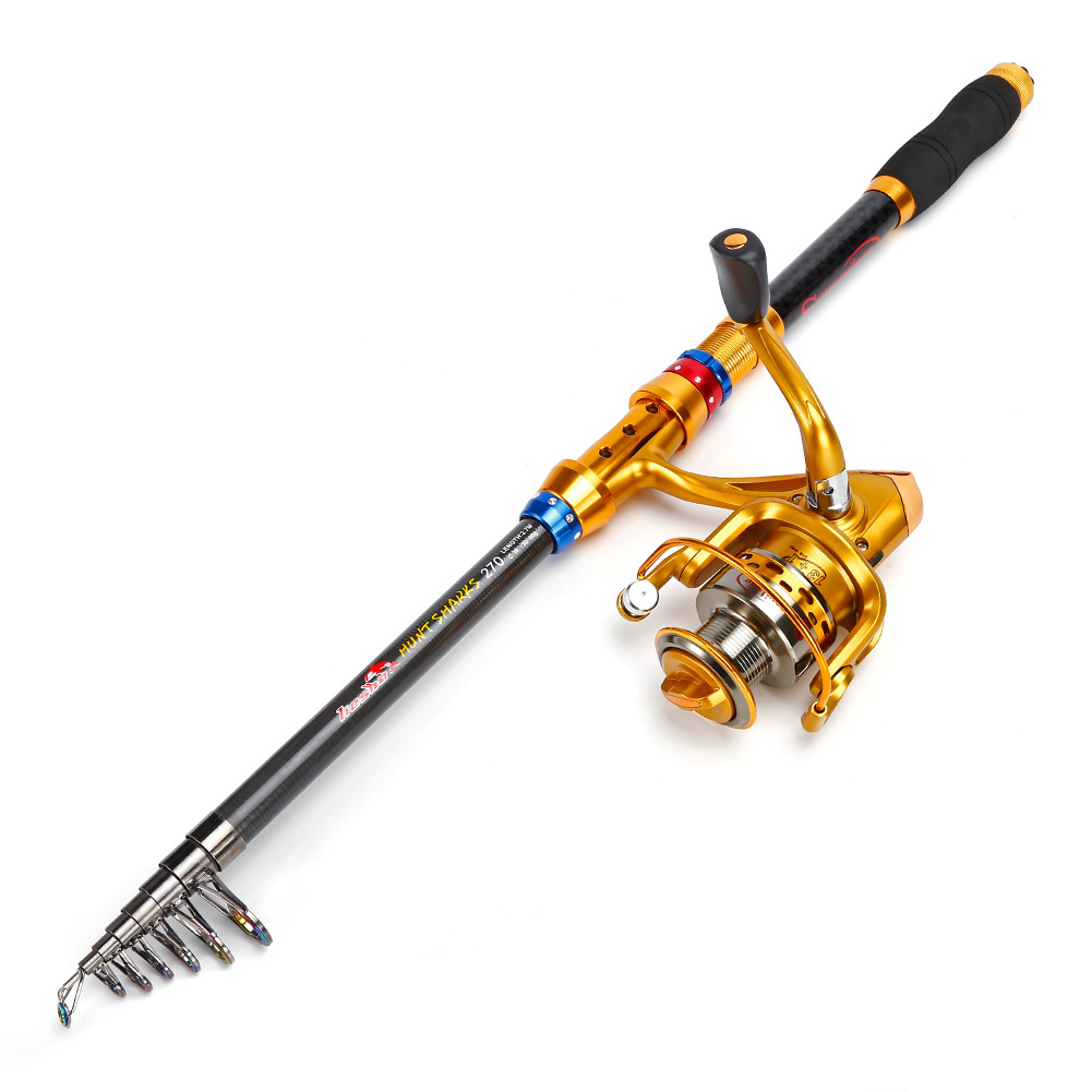 Carbon 70.87-141.73inch Telescopic Fishing Rod With Spinning Reel, Fishing Rods And Reels Set For Travel Saltwater Freshwater, Fishing Set