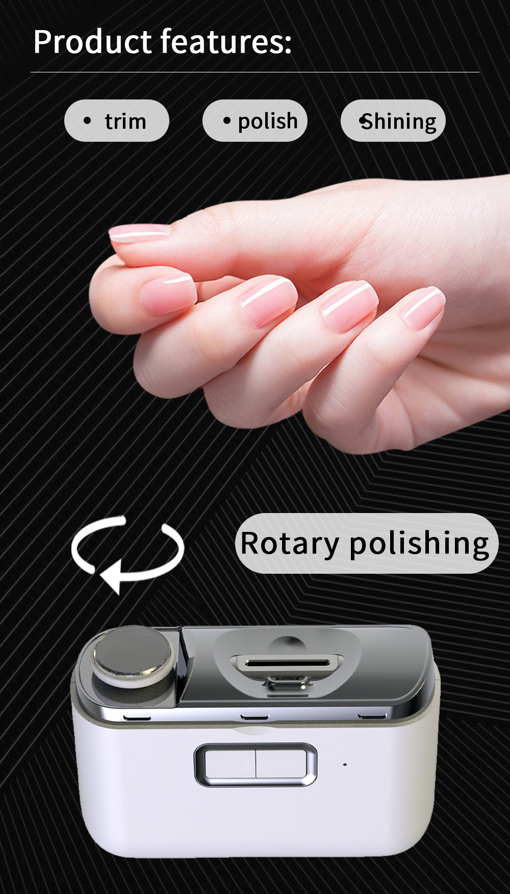 2 In 1 Electric Automatic Nail Clipper Polishing Fingernail Trimmer Manicure