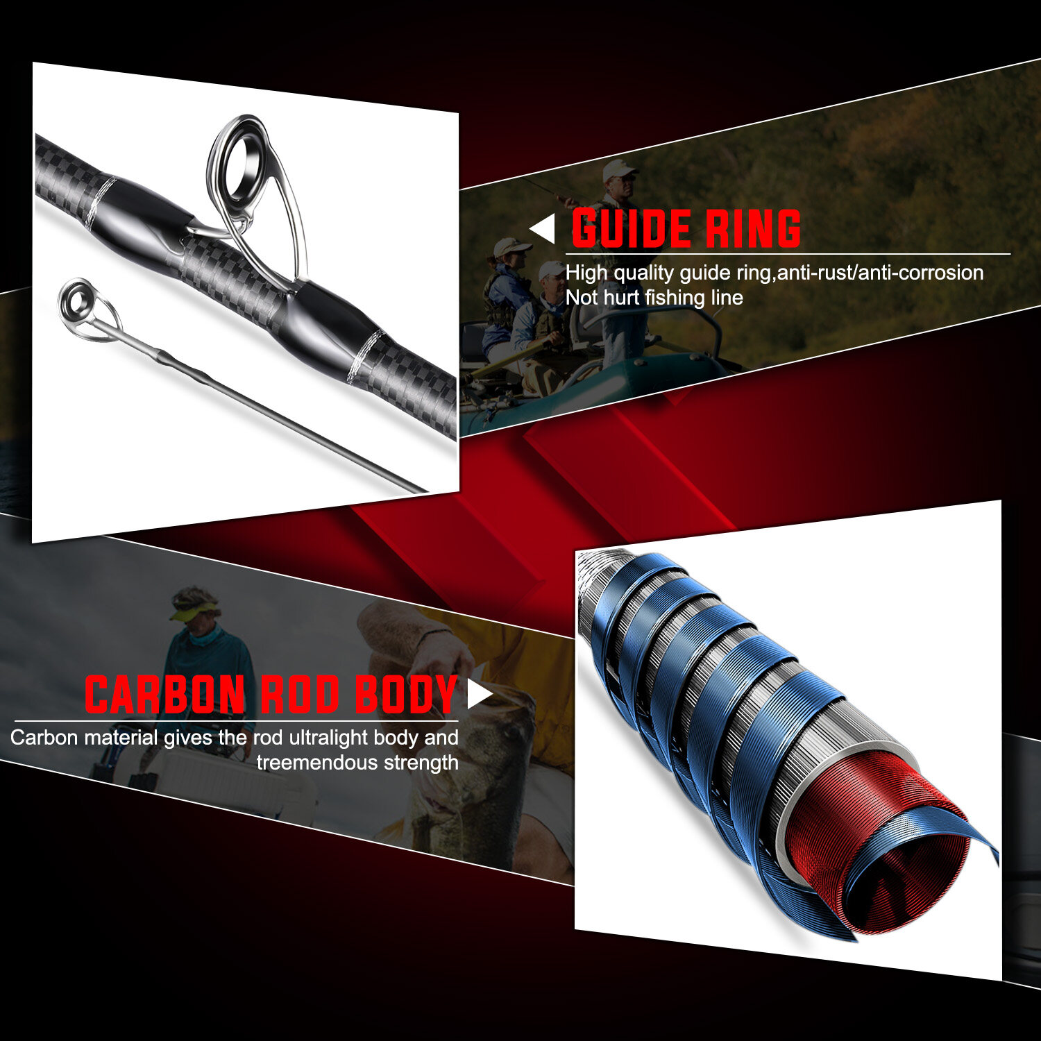 Sougayilang[ For Novice ] Fishing Tackle Full Set, Included 1.8m/6ft 5 Section Carbon Fiber Fishing Rod, 1000-3000 Series Fishing Reel, Fishing Bait, Hook Sinker Accessories (random Color)