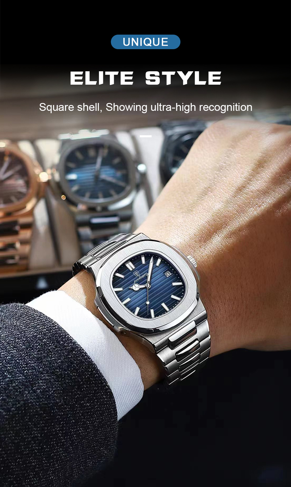 POEDAGAR High Quality Ultra-thin Calendar Quartz Business Men's Casual Watch