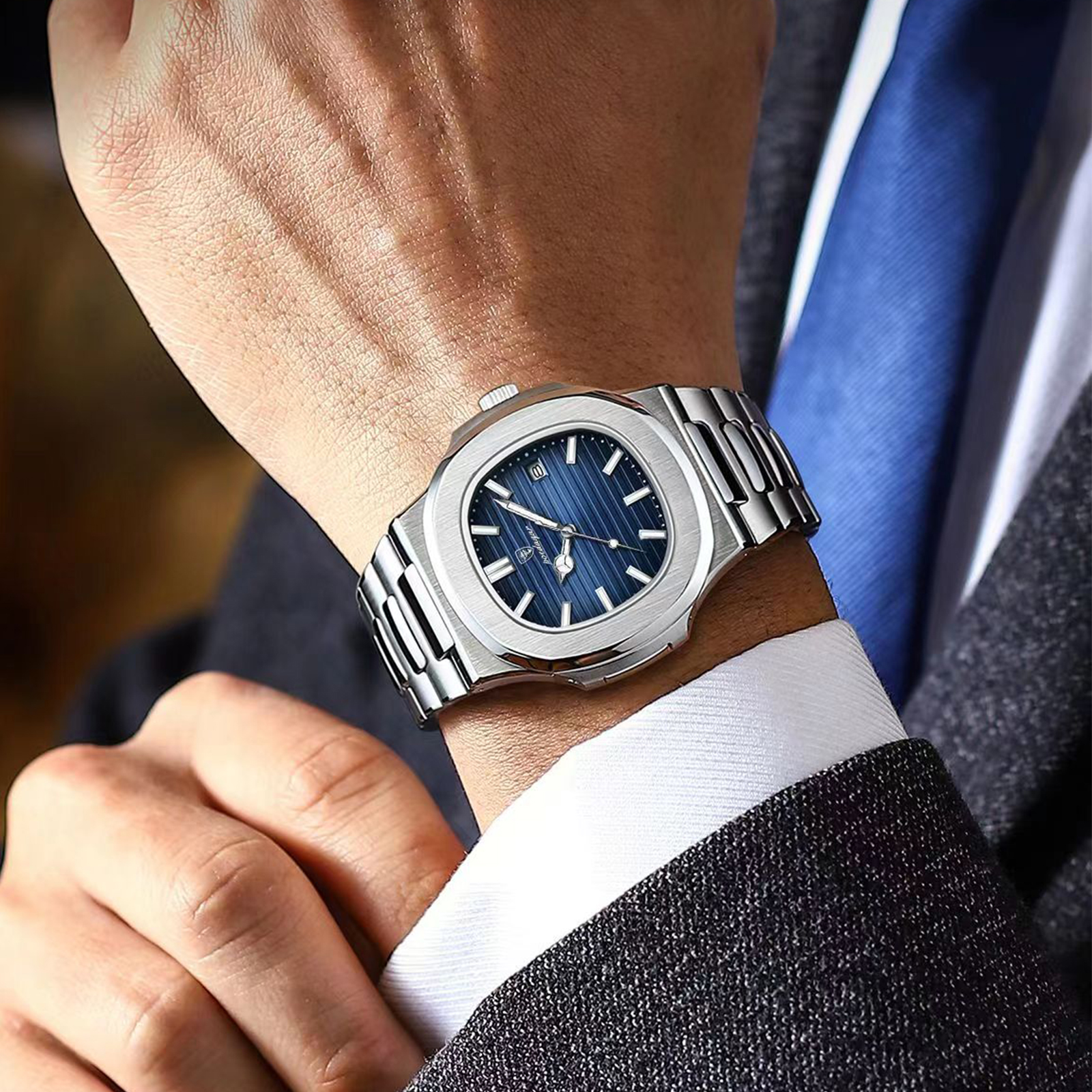 POEDAGAR High Quality Ultra-thin Calendar Quartz Business Men's Casual Watch