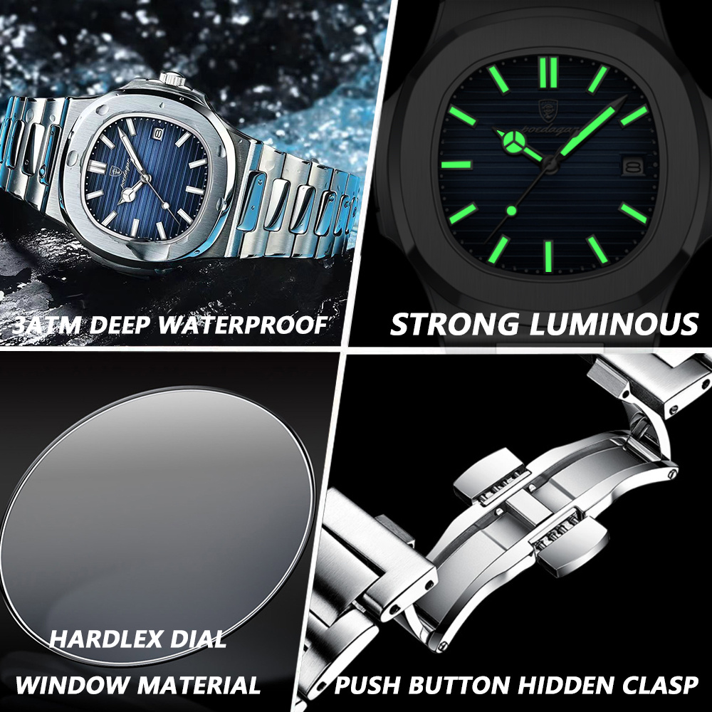 POEDAGAR High Quality Ultra-thin Calendar Quartz Business Men's Casual Watch