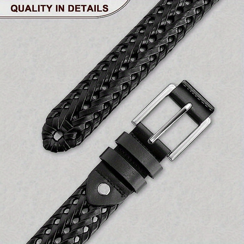 2pcs Men's Genuine Leather Belt - Vintage Style, Square Buckle for Jeans & Pants, Perfect Gift Idea