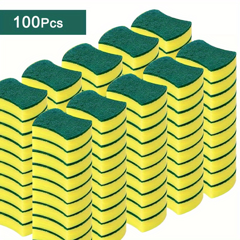50 to 100pcs of Versatile Cleaning Sponges, Featuring Double-Sided Scouring Pads Ideal for Home Cleaning, Dishwashing, And Premium Kitchen Use. These Durable, Non-Scratch Sponges Are Highly Absorbent And Serve As Essential Cleaning Tools.