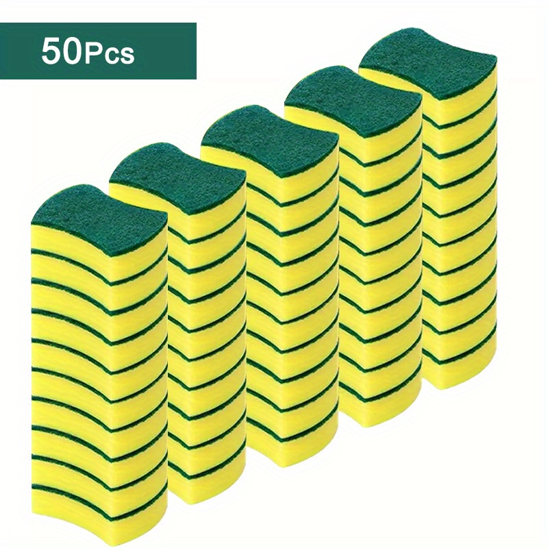 50 to 100pcs of Versatile Cleaning Sponges, Featuring Double-Sided Scouring Pads Ideal for Home Cleaning, Dishwashing, And Premium Kitchen Use. These Durable, Non-Scratch Sponges Are Highly Absorbent And Serve As Essential Cleaning Tools.