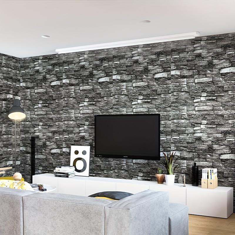 100pcs 3D Textured Wall Tile Stickers - Easy Peel & Stick, Waterproof, Self-Adhesive for DIY Home Decor in Living Room, Bedroom, Kitchen & More, Paper, Gym