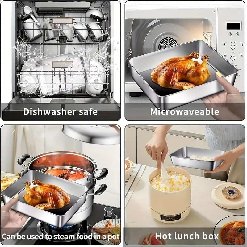 6pcs/set Large Stainless Steel Square Food Storage Containers with Transparent Lids - Leak Proof, Stackable, Perfect for Meat, Fruits, and Vegetables - Ideal Kitchen Organizer for Home and Outdoor Use