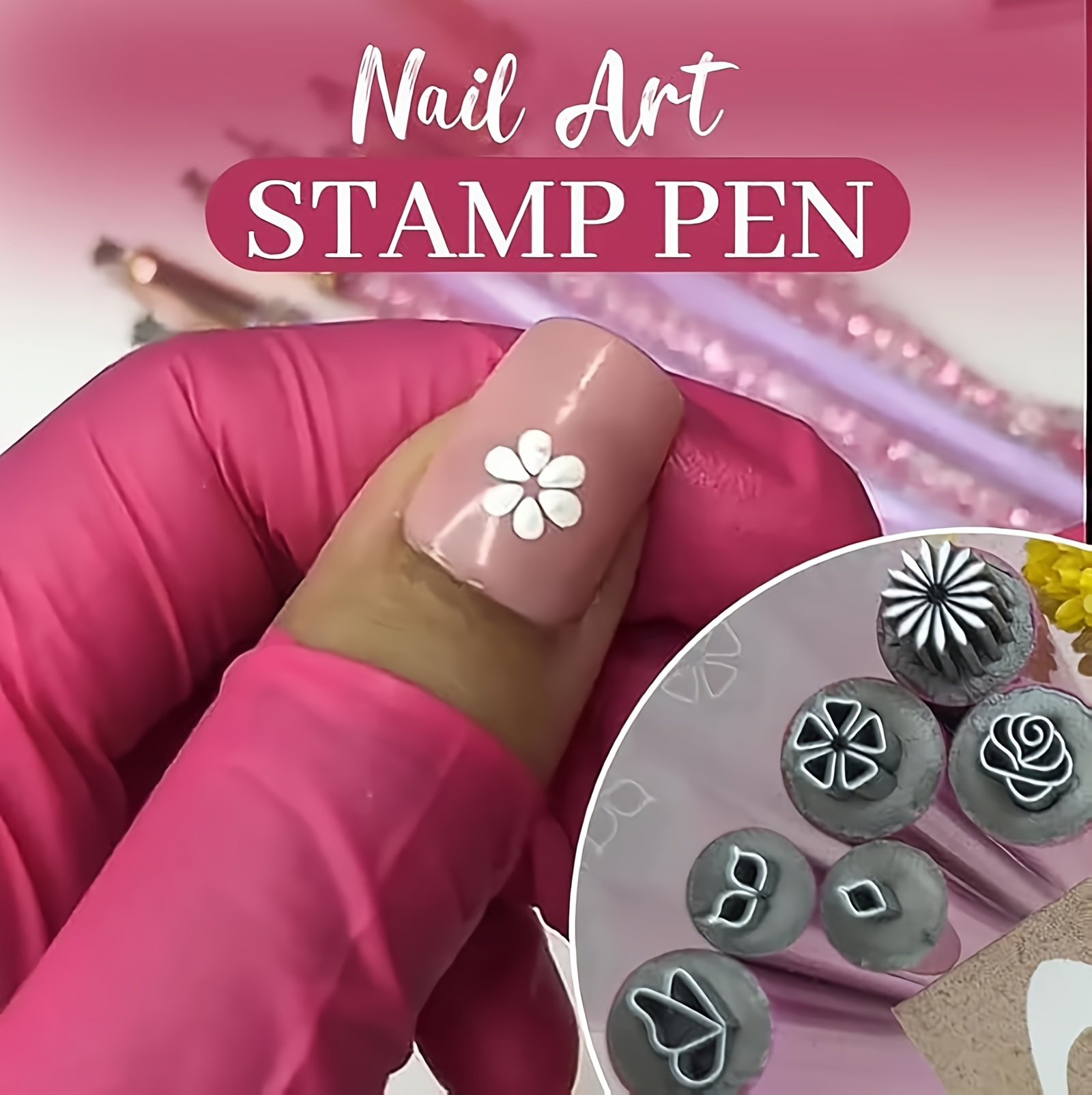 10/15pcs Nail Art Stamping Kit - Precision Tools for DIY Manicures, Various floral patterns& Templates, Women's DIY Nail Art Tools, Fragrance Free, Foot and Hand Care Accessories