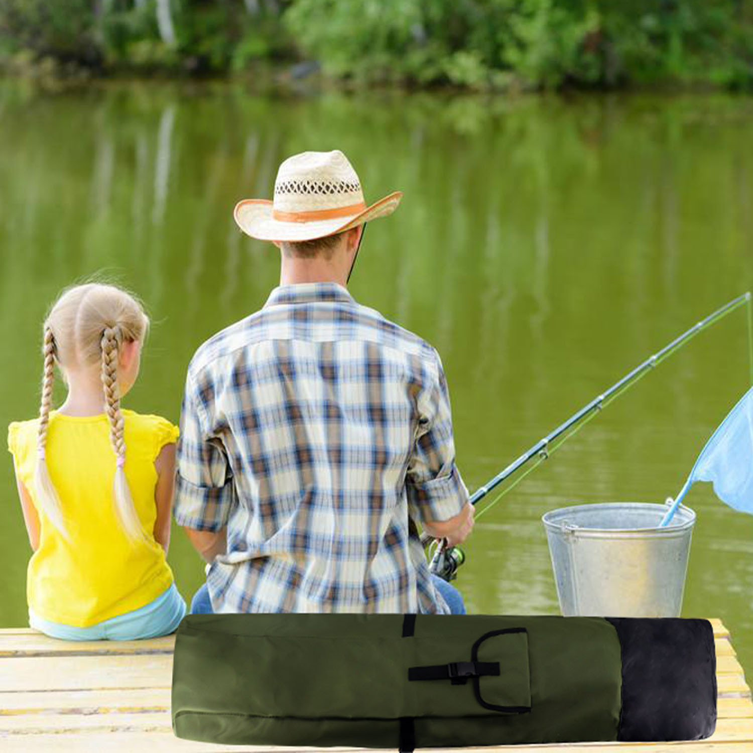 Black Green Durable Wholesale Outdoor Round Fishing Rod Bag Multifunctional Fishing Pole Holder Multi-Color Large Capacity Sea Gear Storage Bag